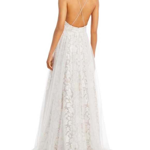 Aidan by Aidan Mattox Size 2 Embroidered Mesh Gown - Picture 3 of 3